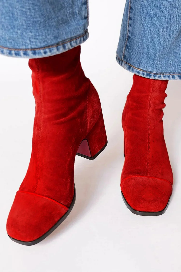 NORTHLINE STUDIO| SQUARE TOED ANKLE BOOT WITH BOLD HEEL