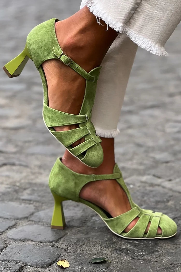 NORTHLINE STUDIO | GREEN VINTAGE STRAP HEELS