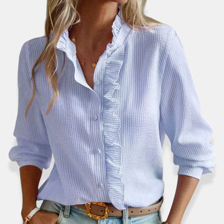 NORTHLINE STUDIO | RUFFLE TRIM BLOUSE