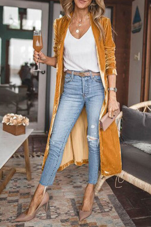 NORTHLINE STUDIO | LONG VELVET DUSTER COAT