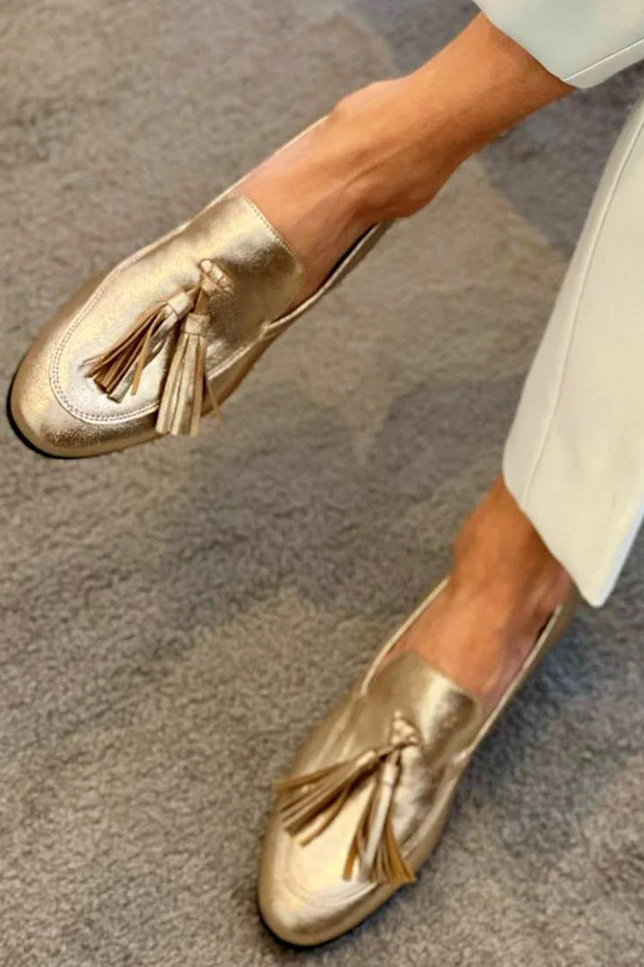 NORTHLINE STUDIO | GOLD MOCASSIN WITH TASSELS