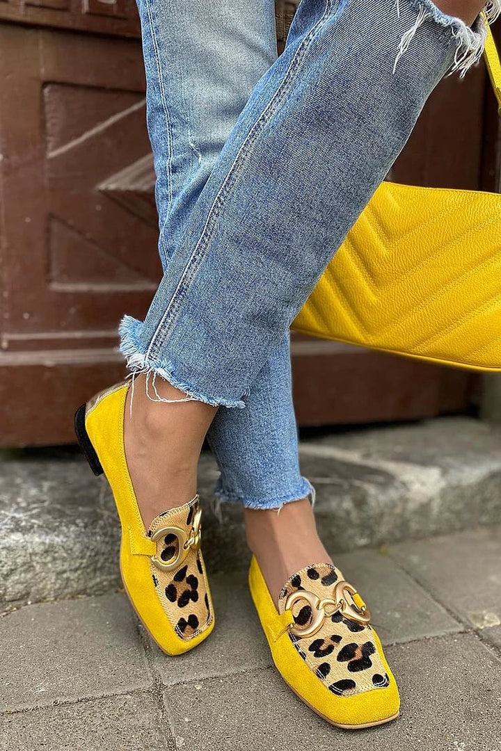 NORTHLINE STUDIO | YELLOW LOAFER WITH ANIMAL PRINT DETAIL