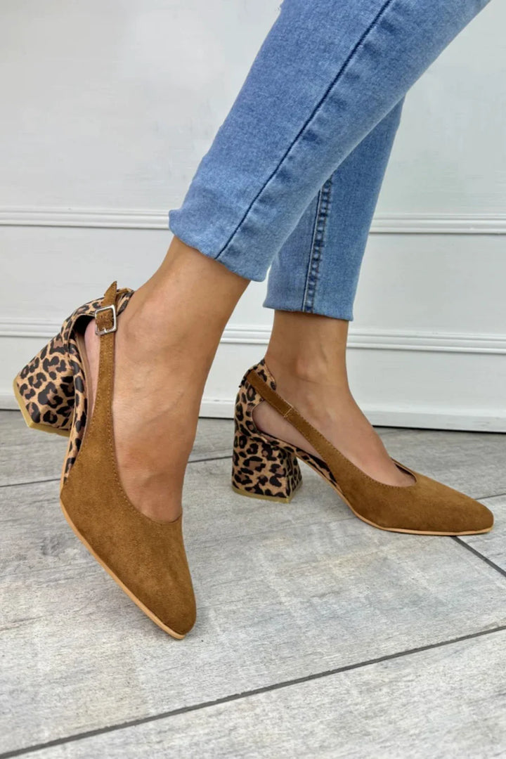 NORTHLINE STUDIO | LEOPARD PRINT HEEL SLINGBACKS