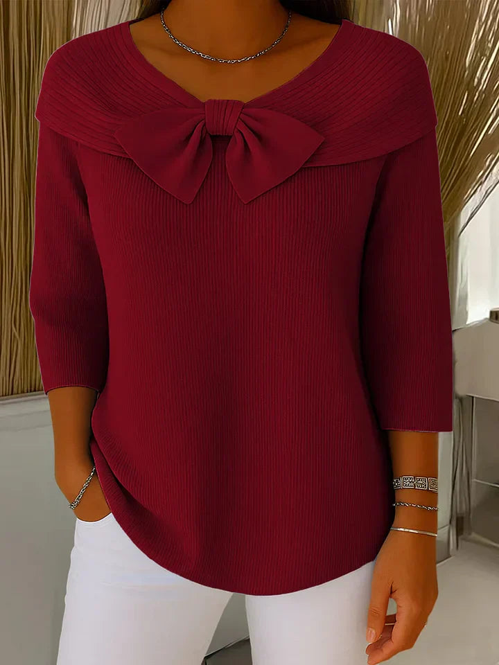NORTHLINE STUDIO | ELEGANT BOW-COLLAR KNIT TOP