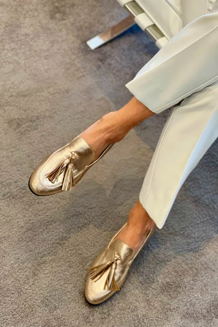 NORTHLINE STUDIO | GOLD MOCASSIN WITH TASSELS