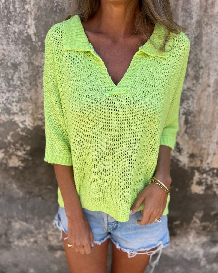 NORTHLINE STUDIO | RELAXED COLLARED KNIT TOP