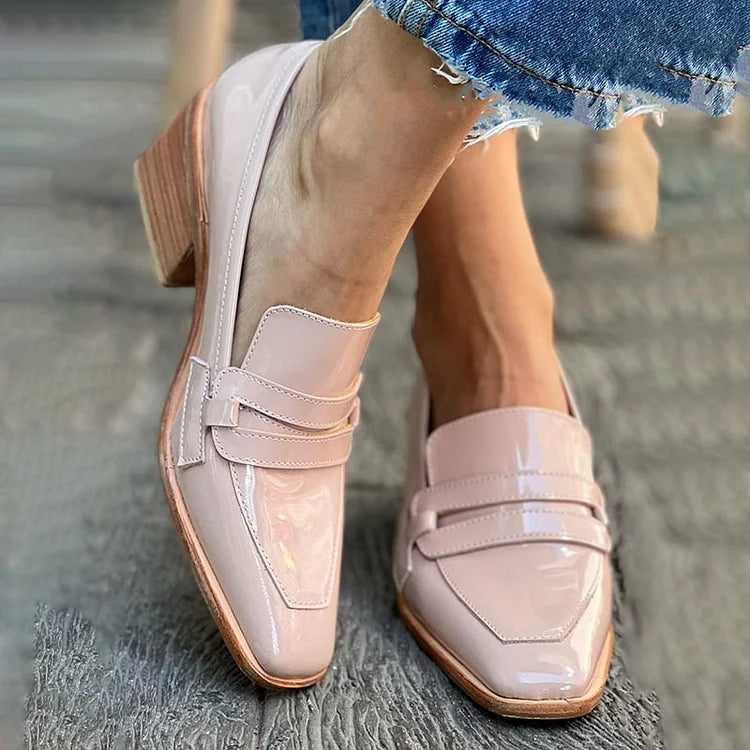 NORTHLINE STUDIO | MOCASSINS WITH WIDE HEEL SHINY