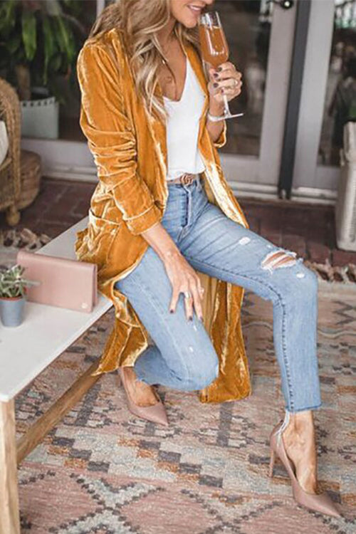 NORTHLINE STUDIO | LONG VELVET DUSTER COAT