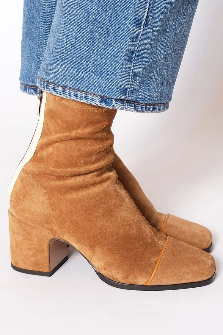 NORTHLINE STUDIO | SUEDE ZIP-UP ANKLE BOOTS