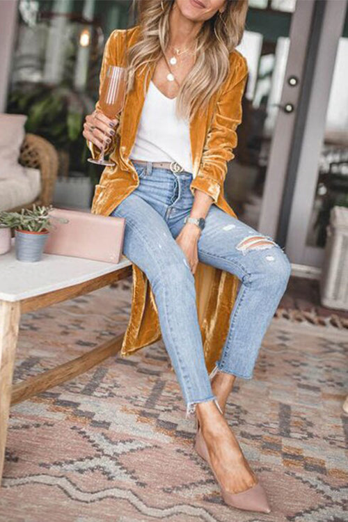 NORTHLINE STUDIO | LONG VELVET DUSTER COAT