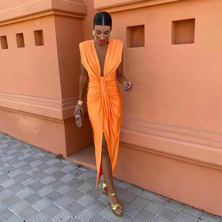 RAQUEL | MODERN DRAPE MIDI DRESS