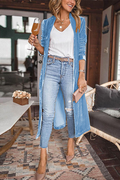 NORTHLINE STUDIO | LONG VELVET DUSTER COAT