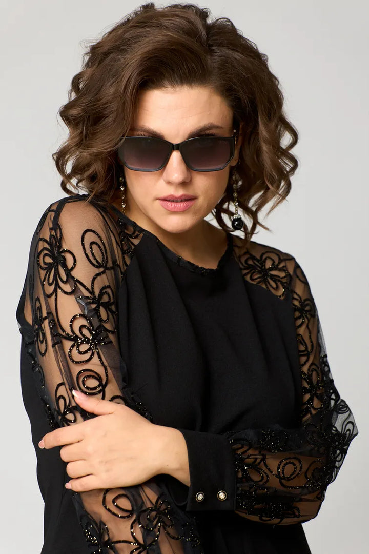Bernice | Sheer Sleeve A-Line Dress