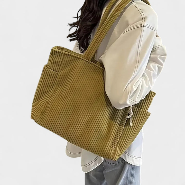 Tilda – Ribbed Tote Bag with Cord Detail