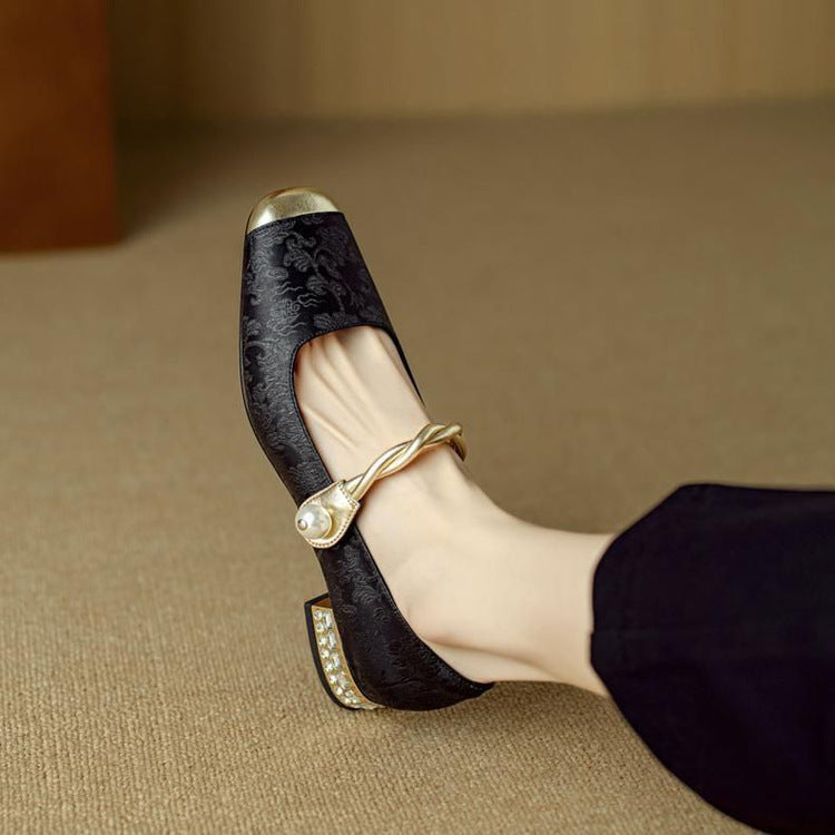 NORTHLINE STUDIO | PEARL STRAP EMBELLISHED FLATS