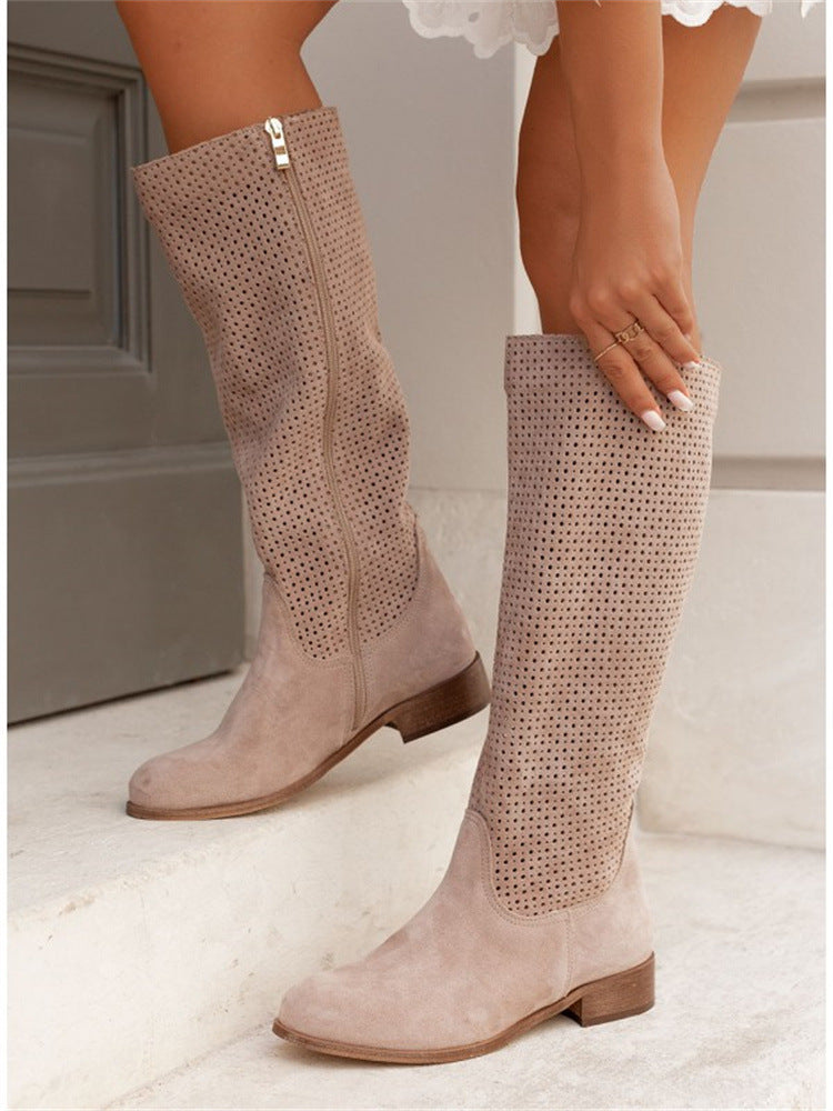 NORTHLINE STUDIO | PERFORATED KNEE-HIGH BOOTS