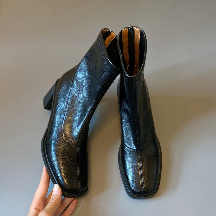 NORTHLINE STUDIO | SQUARE-TOE BLOCK HEEL BOOTS