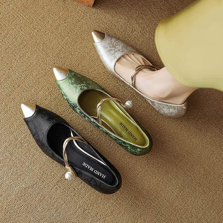 NORTHLINE STUDIO | PEARL-STRAP SCULPTED HEELS