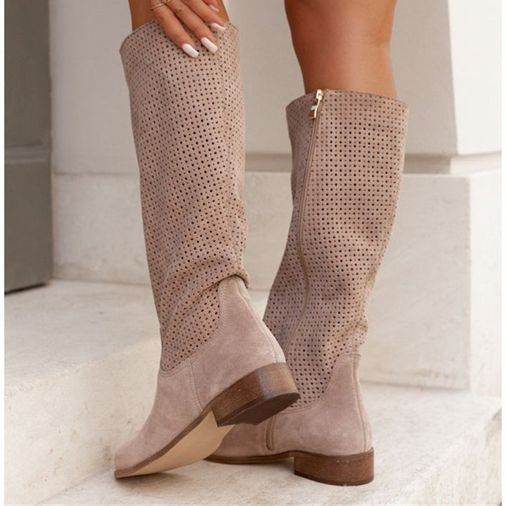 NORTHLINE STUDIO | PERFORATED KNEE-HIGH BOOTS
