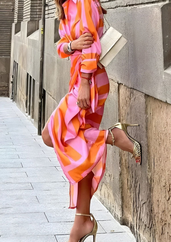 NATALIA | BOLD STRIPE WRAP DRESS