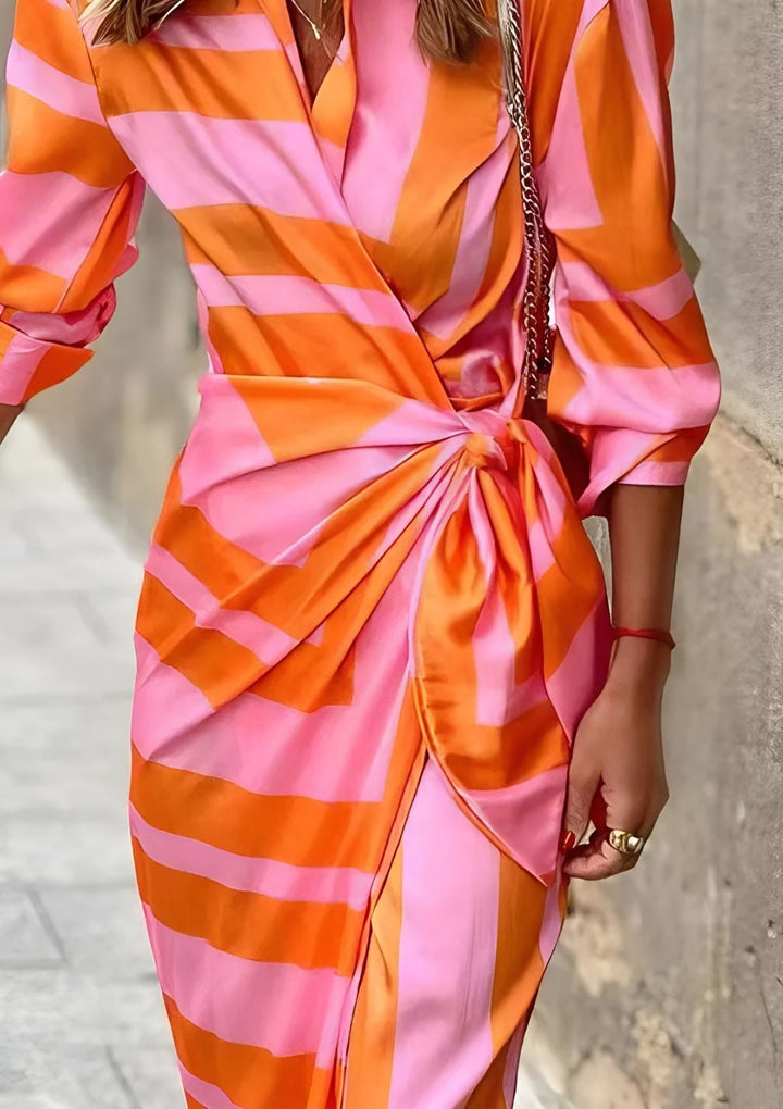 NATALIA | BOLD STRIPE WRAP DRESS