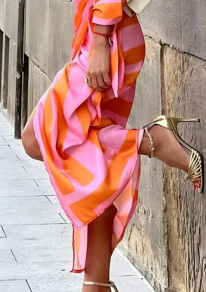 NATALIA | BOLD STRIPE WRAP DRESS