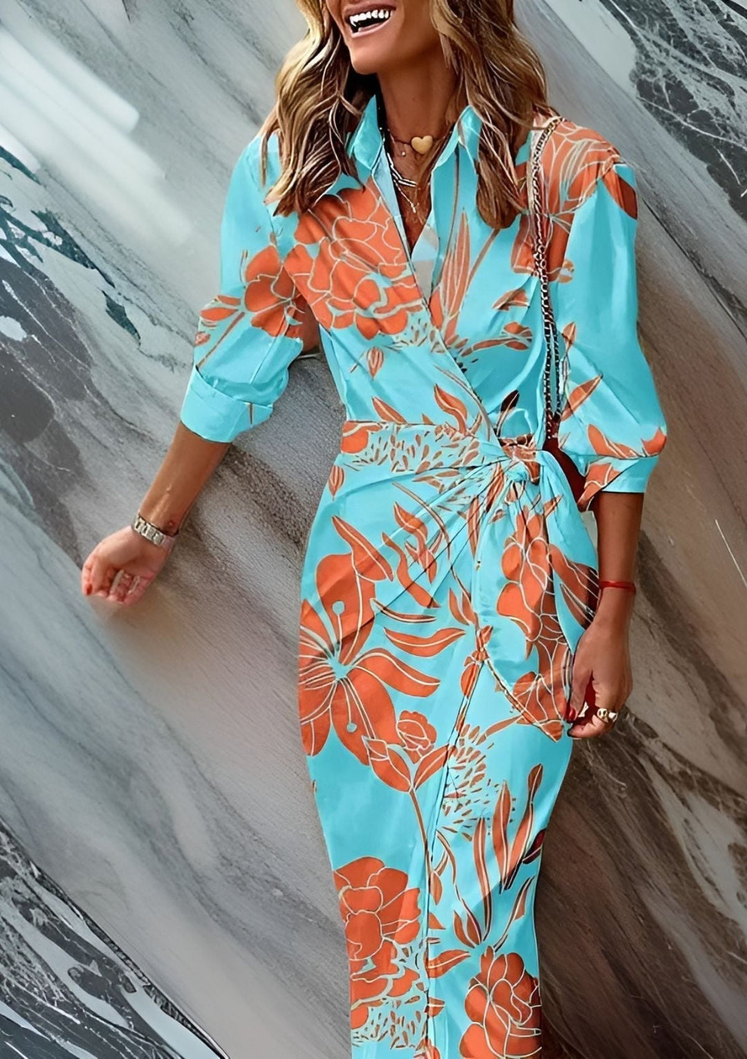 NATALIA | BOLD STRIPE WRAP DRESS