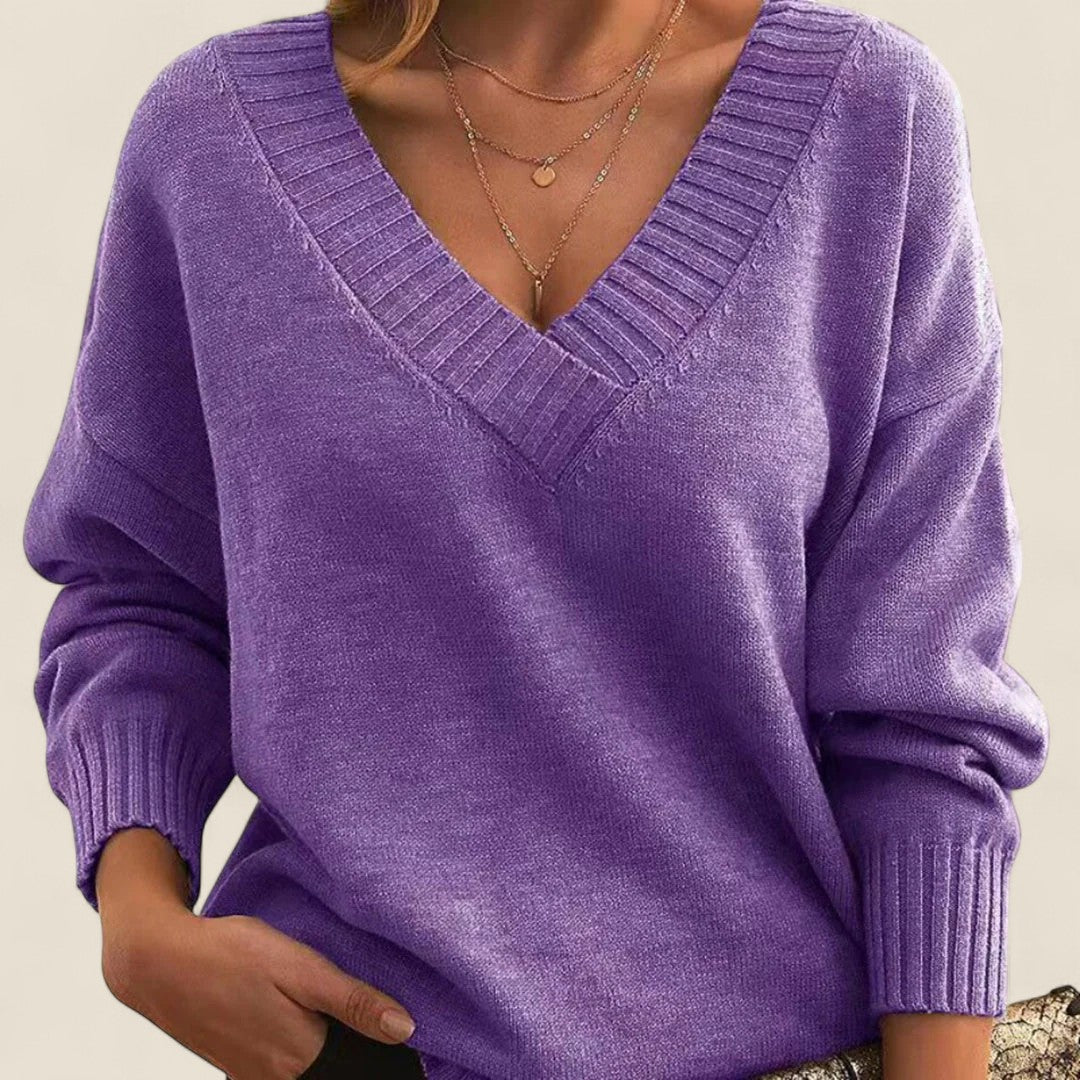 Elle | Elegant V-Neck Sweater