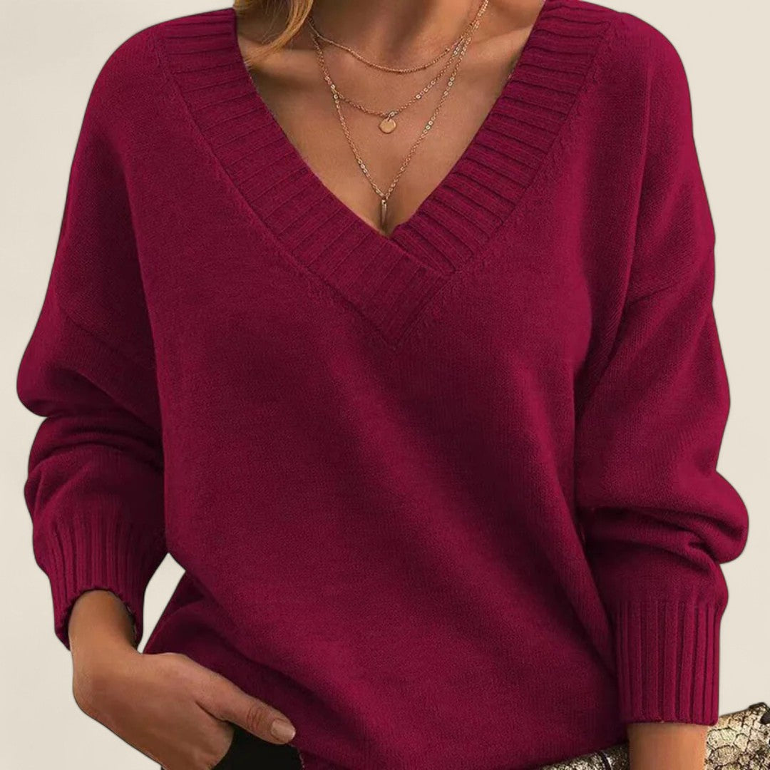 Elle | Elegant V-Neck Sweater