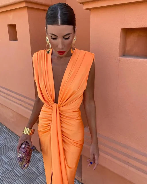 RAQUEL | MODERN DRAPE MIDI DRESS
