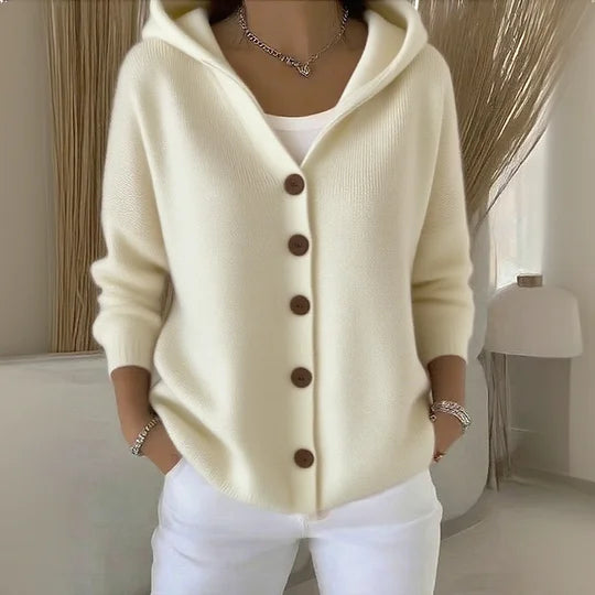 HOODED BUTTON CARDIGAN