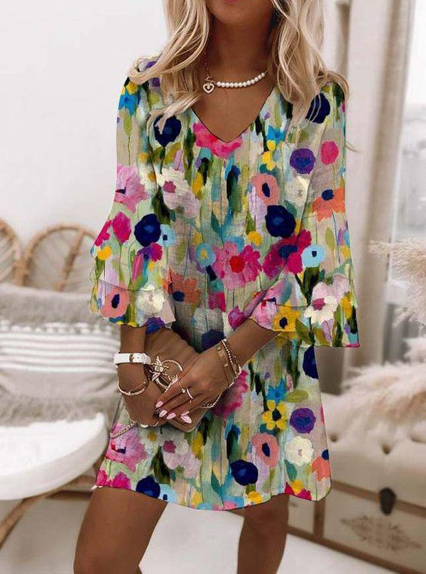 REBECCA | WATERCOLOUR BLOOM SHIFT DRESS
