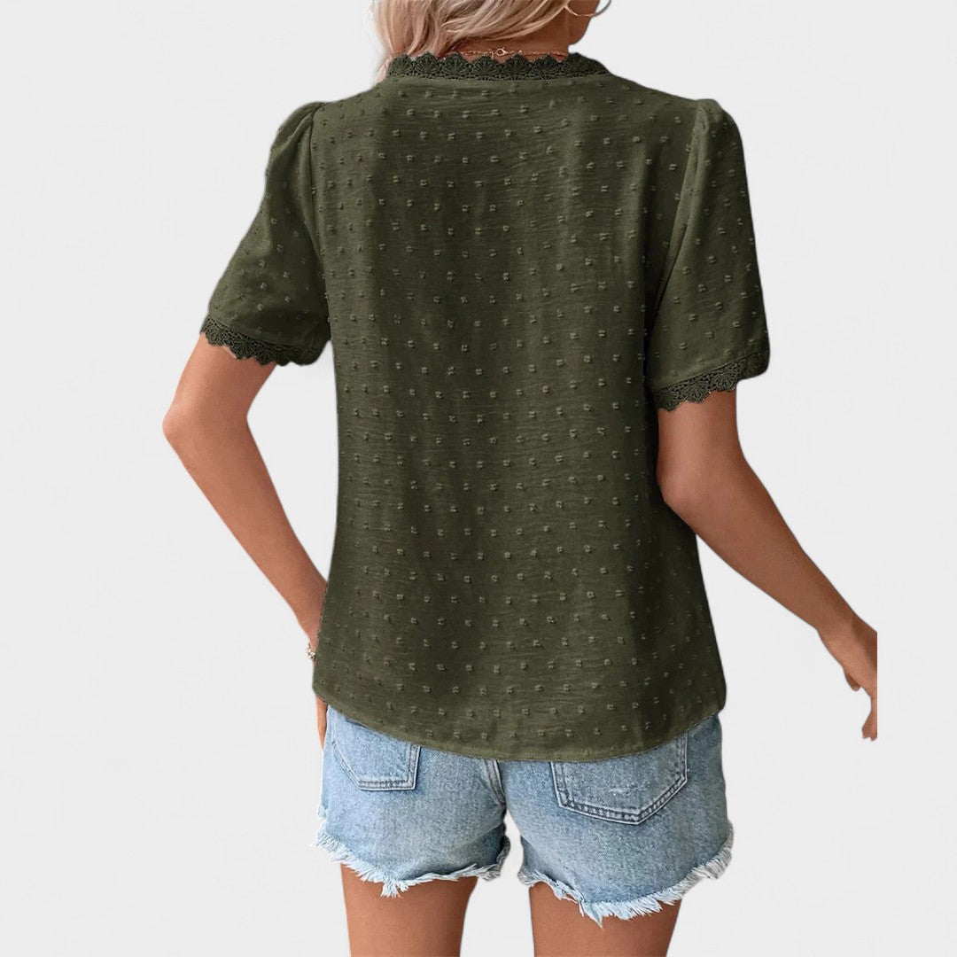 NORTHLINE STUDIO | LACE-TRIMMED BLOUSE
