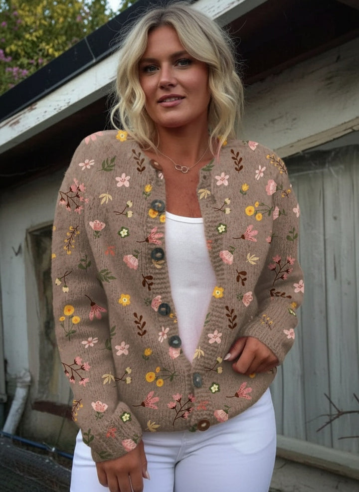 NORTHLINE STUDIO | Floral Print Buttoned Casual Cardigan  Sweater