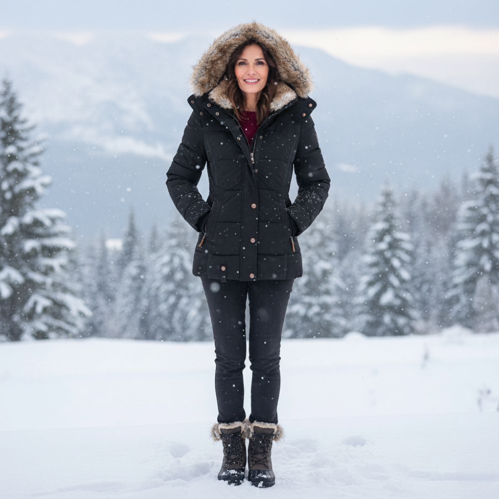 NORTHLINE STUDIO | PUFFER JACKET WITH A FAUX FUR HOOD
