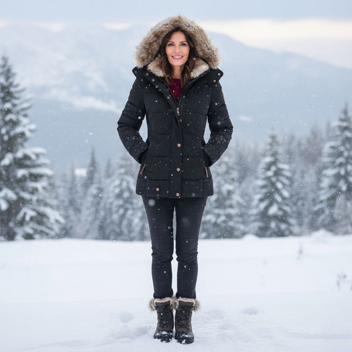 NORTHLINE STUDIO | PUFFER JACKET WITH A FAUX FUR HOOD
