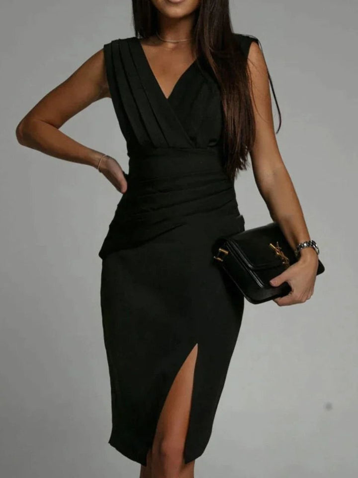 GISELLE | ELEGANT SLIT MIDI DRESS