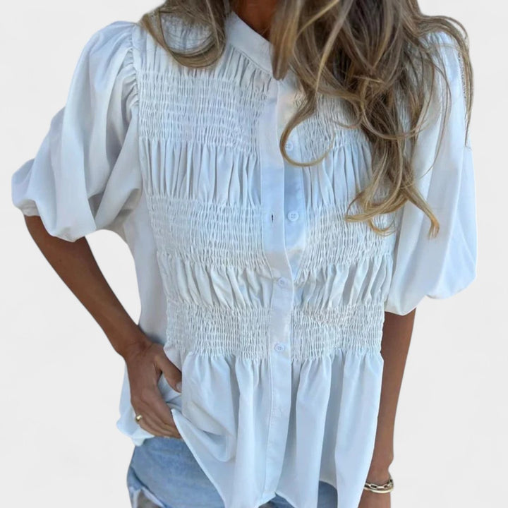 NORTHLINE STUDIO | SMOCKED BUTTON BLOUSE