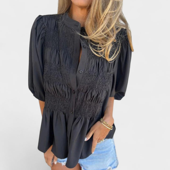 NORTHLINE STUDIO | SMOCKED BUTTON BLOUSE