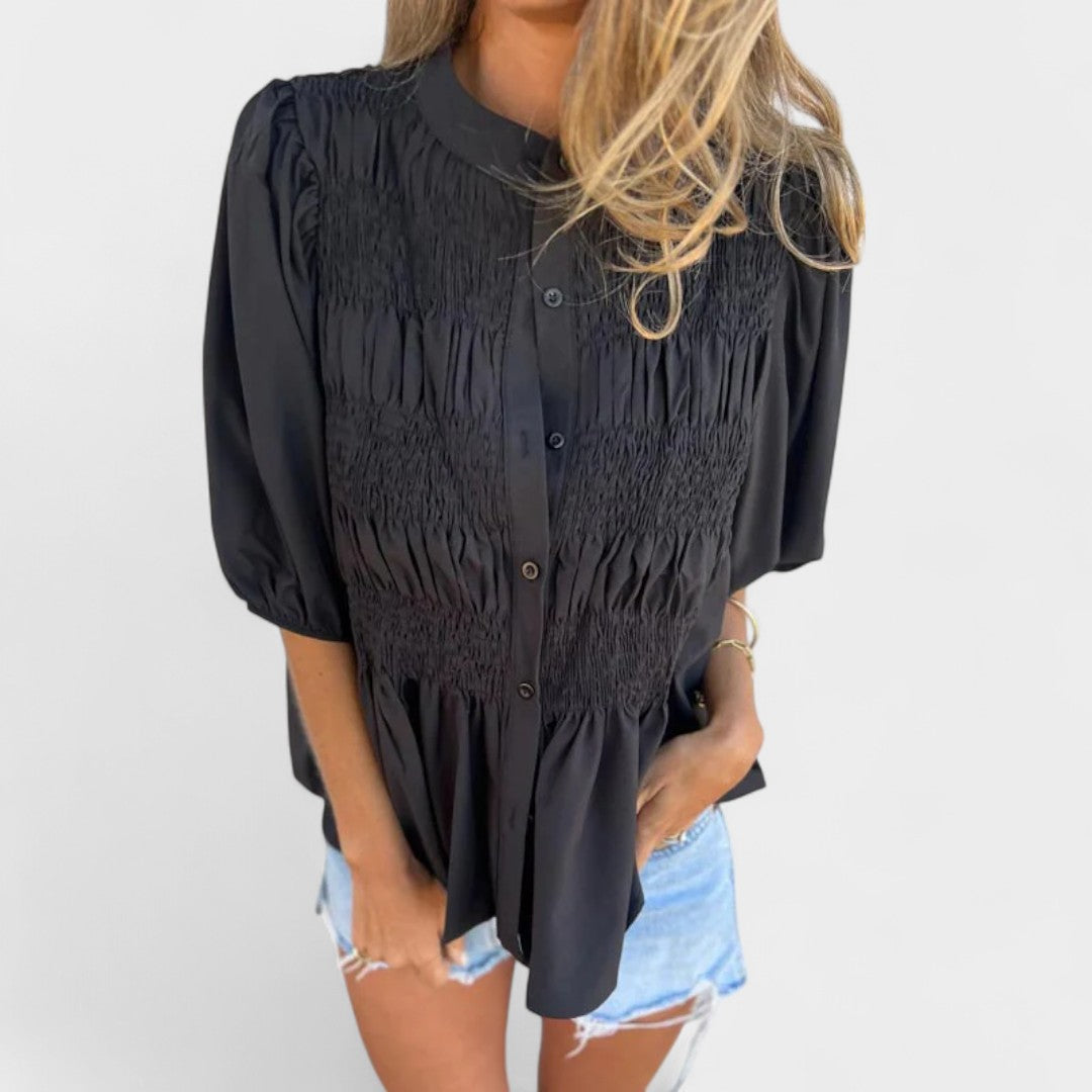 NORTHLINE STUDIO | SMOCKED BUTTON BLOUSE