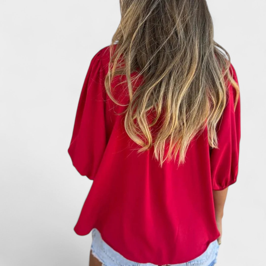 NORTHLINE STUDIO | SMOCKED BUTTON BLOUSE