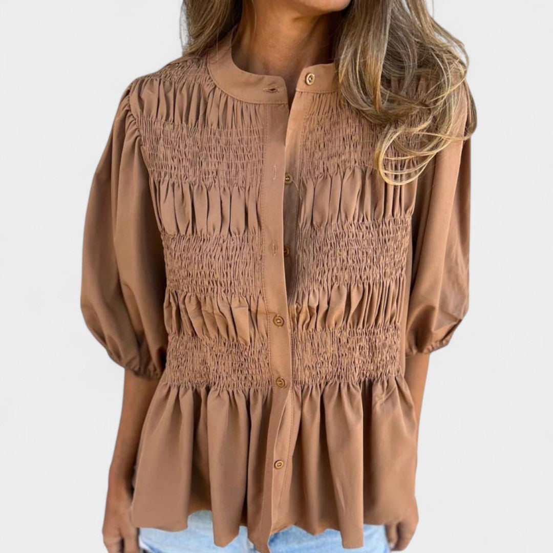 NORTHLINE STUDIO | SMOCKED BUTTON BLOUSE
