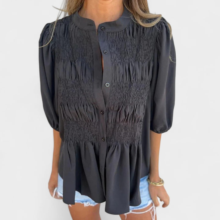 NORTHLINE STUDIO | SMOCKED BUTTON BLOUSE