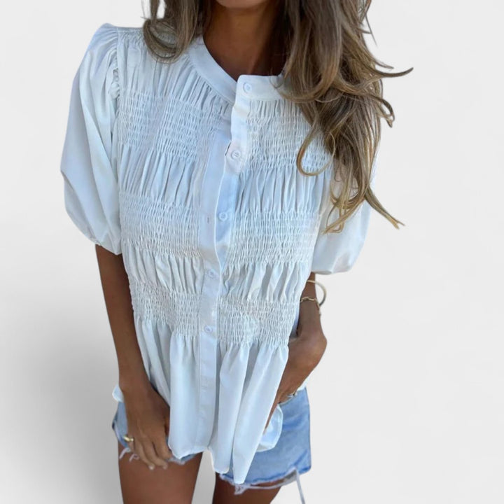 NORTHLINE STUDIO | SMOCKED BUTTON BLOUSE