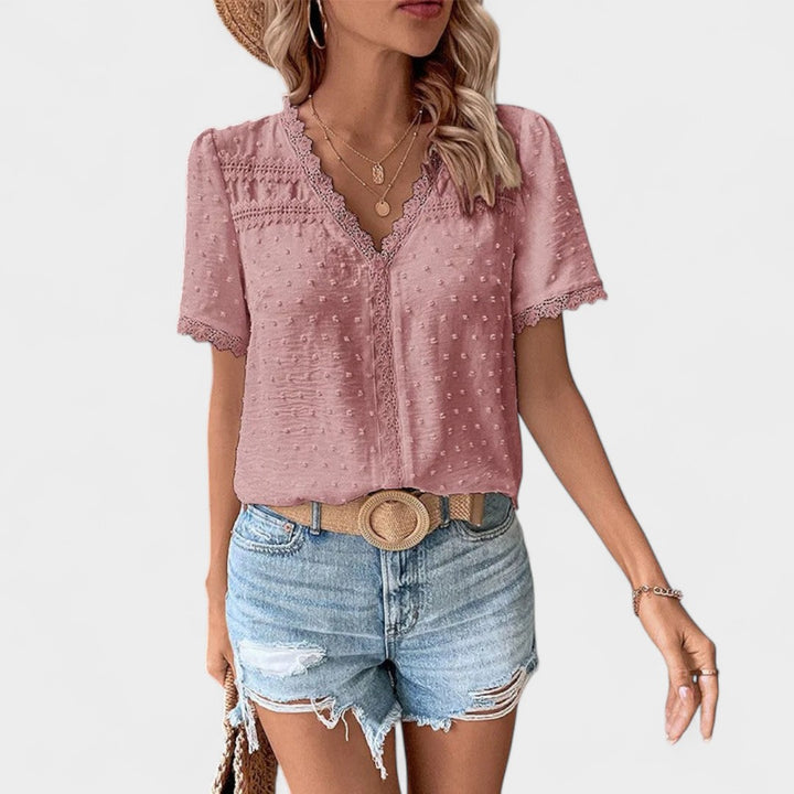 NORTHLINE STUDIO | LACE-TRIMMED BLOUSE
